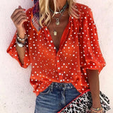 Autumn Wave Casual Style Print Long Sleeve Lapel Single Breasted