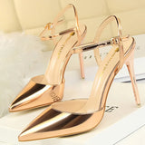 Shoes Fashion Sandals Women 2022 Patent Leather High Heels Women Sandals Summer Heeled Sandals Pointed Toe Women