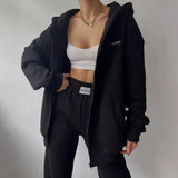 Women's Long-Sleeved Plus Velvet Trousers Casual Fashion Print Hooded Set