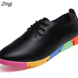 Breathable Genuine Leather Flats Shoes Woman Sneakers Tenis Feminino Nurse Peas Flats Shoes Plus Size Women