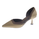 Spring And Summer Sharp Head Thin Heel French Temperament High Heel Single Shoes Women High Color Work Career Hollow Single
