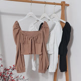 Bow Collar Long Sleeve Shirt Short Umbilly Pure Lust Wind Shoulder Coat