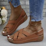 Asia Large-Size Cross-Band Exposed Toe Thick-Soled Sandals Women Magic Stick Hollow Loose Cake Beach Cool