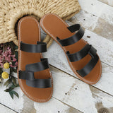 Summer New Large Fashion Women's Shoes Flat Solid Color Casual Wear Cross Slippers