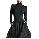 Heavy Industry Withered Leaves Folded Half Skirt Spring And Autumn Gloss Irregular Stow Over The Knee And Ankle