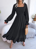 Shooting 2025 Spring And Summer Leisure Side Horn Sleeves Big Swing Lotus Leaf Side Dress Women's
