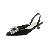 Sandals Women's 2025 New Fairy Wind French Gentlewater Diamond Head Stumbling With Coarse Heel Single