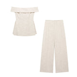 New Side Open Fork And Shoulder Clothing 8202551 High-Waist Wide Leg Trousers