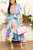 Pieces Set Sexy Autumn Fashion Women Sets 2023 Female Tops Floral Print Long Sleeve Shirt Elastic Waist Long