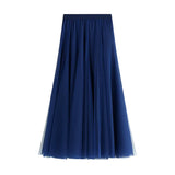 Long Yarn Skirt Half Dress Girl Autumn And Winter High Waist Long Net Yarn Skirt 100 Folding Skirt A Skirt Fairy Dress