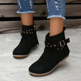 Women's Boots Short Boots 2025 Autumn/Winter New Large-Size Rivet Flat-Bottomed Tuxedo Boots
