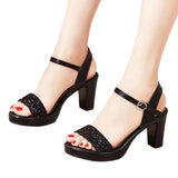 Temperament High-Heeled Sandals Women 2025 Summer New Fashion Buckle With Roman Sandals Fish Mouth Open Toe Show Women's
