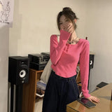 Zingj Sense Long-Sleeved T-Shirt Female 2024 Spring And Autumn New Korean Version Slim Careful Machine Bottom Shirt Short Student