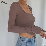 Women Ribbed Knitting Crop Tops Square Neck Autumn Wrap Tops Irregular Hem Solid Color Pullover Casual Party Streetwear
