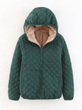 Women Autumn Winter Parkas Coat Jackets Female Lamb Hooded Plaid Long Sleeve Warm Winter Jacket S~3XL casaco