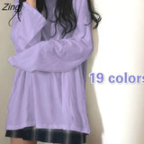 T-shirts Women Chic Candy Color Long Sleeve Solid Basic Fall Ladies Tops Korean Trendy Femme Tees O-Neck Футболка Simple