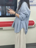 Sense Of Small Long-Sleeved Striped Shirt Women Early Autumn New Loose Lazy Outside Texture Casual