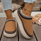Thick Bottom Slippers Women In The Autumn And Winter Of 2025 New With Velvet Thicken And Warm Cotton Slippers