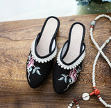 Zingj Sweet Fashion Lady Embroidered Cloth Shoes Bag Toe Slippers Wear Sandals New Summer