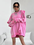 Wind Collar Long Loose Lotus Leaf-Backed Women's Sadopamine Fashion Print Coat
