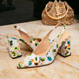 City Women's High-Heeled Sandals Women Fashion Multi-Color Pointy Thick Heel High-Heeled Sandals
