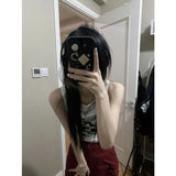 Gothic Punk Printed Rib Crop Tank TopOutfit