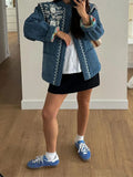 Printed Pocket Cotton Jacket 2025 Autumn And Winter Women's Single Buckle Commuting Warm Coat