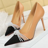 Shoes Pearl Bowknot Women Pumps Luxurious High Heels Fashion Party Shoes Women Heels Stiletto Ladies Shoes Plus Size