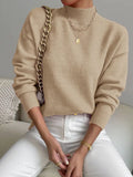 And Winter Half-High Collar Cover Long-Sleeved Sweater Women's Fashion Solid Color Loose Knitting