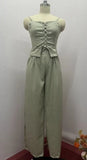 Zingj New 2024 Summer Pure Desire Sexy Hollow-Out Strap Jacket Casual Wide-Leg Pants Suit-Outfit