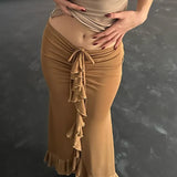 Zingj Wish New Fashion French Temperament Low Waist Pressure Pleated Flounce Skirt