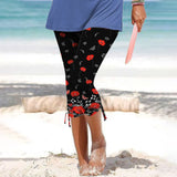 Outerwear Bottoming Slimming Printed Drawstring Cropped