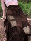 Patchwork Velvet Printed Midi Skirt- Outfit