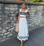 Women's Clothing Explosion Sleeveless Waveside Printed Vest Half-Skirt