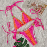 Zingj Sexy New Crystal Diamond Bikini Solid Color Patchwork Belt Swimsuit Vacation Split Women's