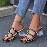 Rivet Sandals Women Wear 2025 New Coarse And Stylish Square Roman Cool Slippers