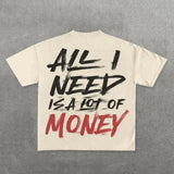 T-Shirt Y2K Hip-Hop Letter Retro Cross Graphic Print Oversized T-Shirt Men's Round Neck Cotton Short-Sleeved Shirt 211-0-Outfit