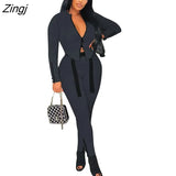 Autumn Sportswear Outfits Women Fashion Zipper Jacket Top and Elastic Waist Pants Tracksuit Casual Solid 2pcs Suit