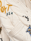Oversized Embroidery Knit Cardigan-Outfit