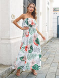 Floral Dress Women Chest Wrapping Bech Long Dress Female Sexy Strapless Elastic Waist A Line Holiday Backless