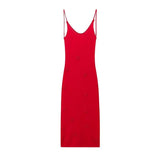 Women's Dress 2025 Spring And Summer Fashion Sexy V-Neck 3D Effect Knitted Sling