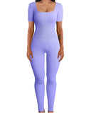 And Summer Threaded Collar Hips Sexy Yoga Sports Long-Sleeved Short-Sleeved Jumpsuit Trousers