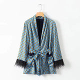 And Winter New Style Plumage Casual Suit Jacket Printed Pendant Wide-Leg Trousers
