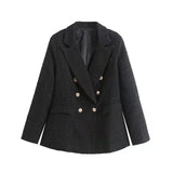 Women's 4 Color Texture Double Buckle Long Blazer Women K2 New