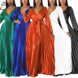 Party Elegant Women Long Sleeve Maxi Dress Fashion Solid Color Bodycon Party Dress Sexy V Neck Long