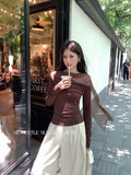 Xixi 2025 Autumn White Standard Temperament Tiansi Slanted Neck Shirt Lady 100 Cloth Women