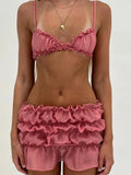 Ruched Bralette And Mini Skirt Set-Outfit