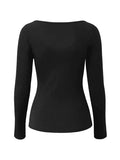 Lace Trim Black Long Sleeve Knit Top- Outfit