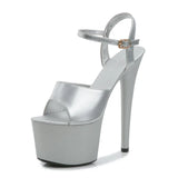 Zingj Lacquered Leather Sandals High Heels Sexy Black Waterproof Platform Hate Day High Slippers Female