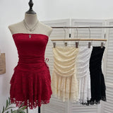 Shooting Retro Lace Spell To Receive Waist-Meared Tective Dress Sexy Collared Cake Dress Small Man Short Dress